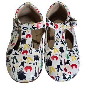 Monkey Feet Mary Jane Shoes Girls Size 7-8Y Halloween Hocus Pocus‎ Print Leather